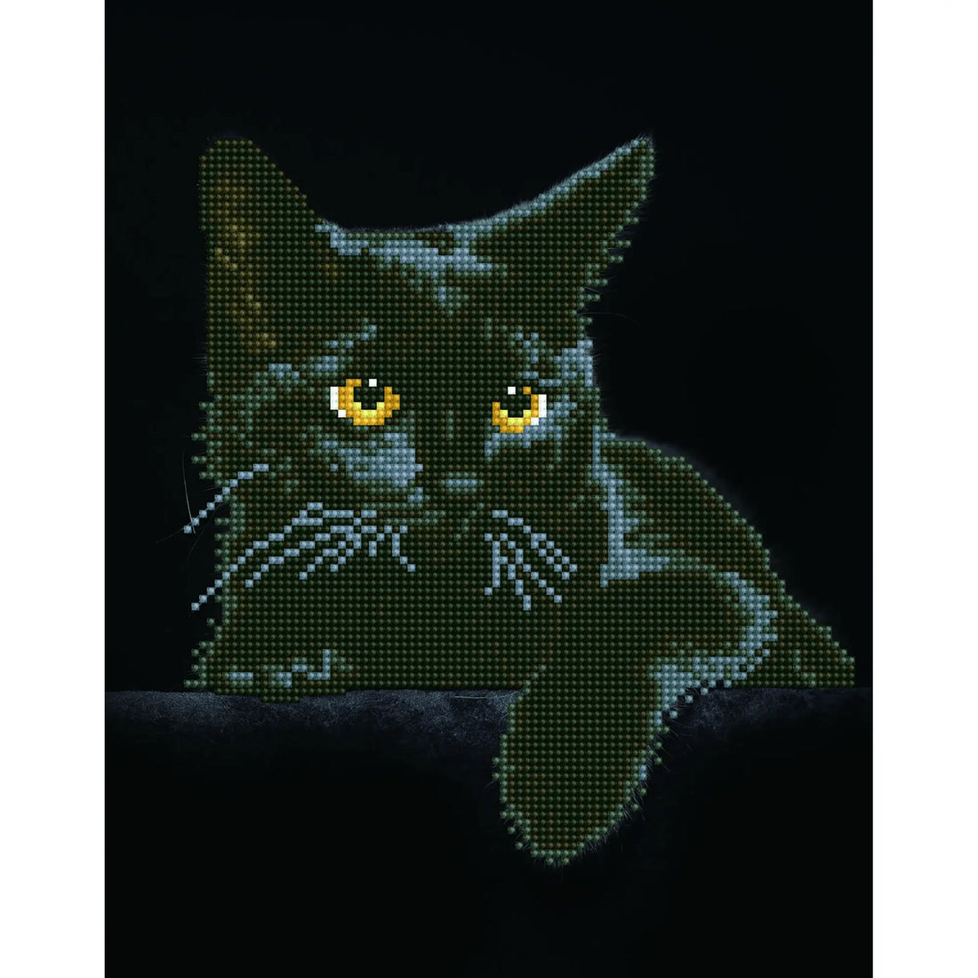 CHAT DE MINUIT (14" x 11" - 35,5cm x 27,9cm) DIAMOND DOTZ