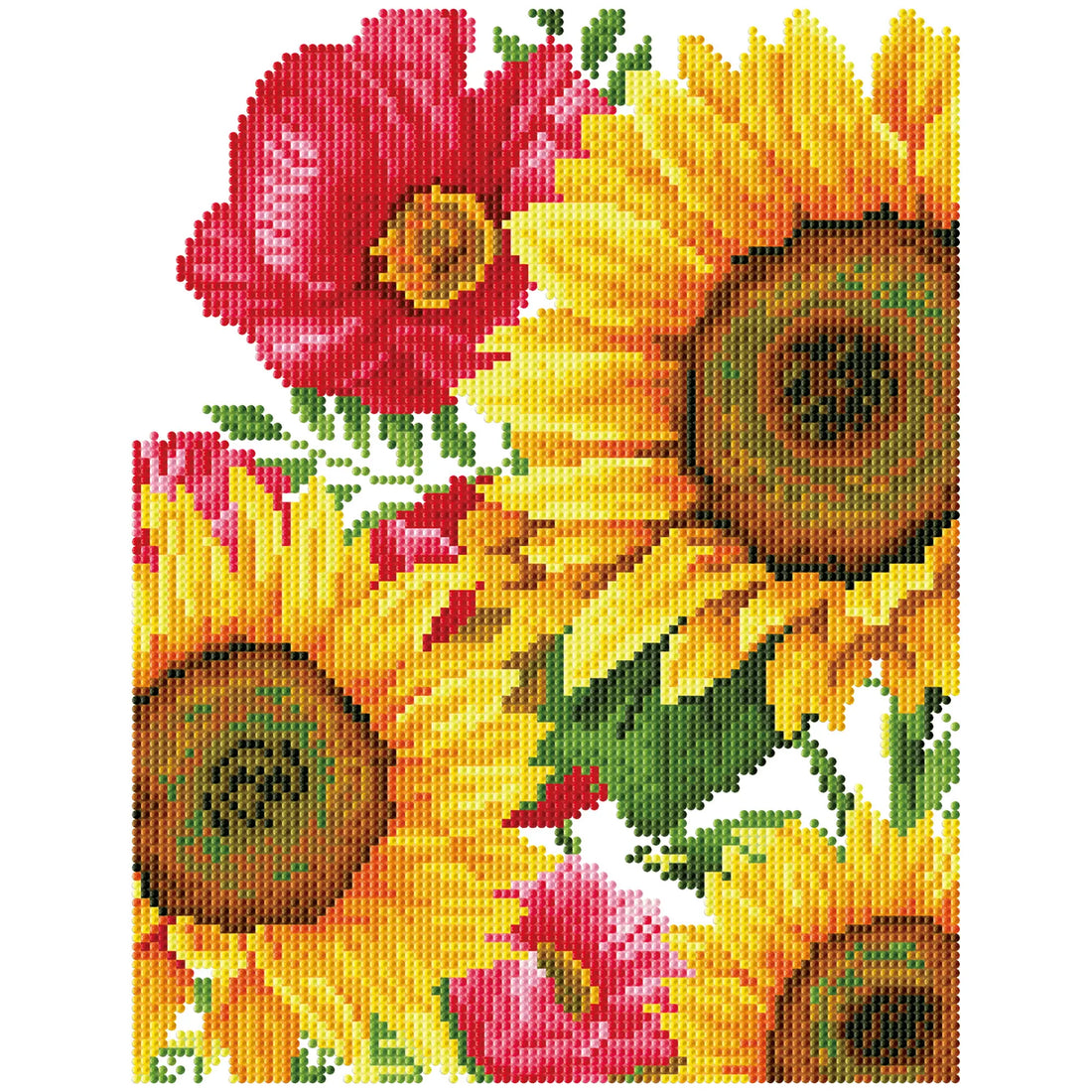 COQUELICOTS ET TOURNESOLS (13.6" x 10.5" - 35cm x 27cm) DIAMOND DOTZ