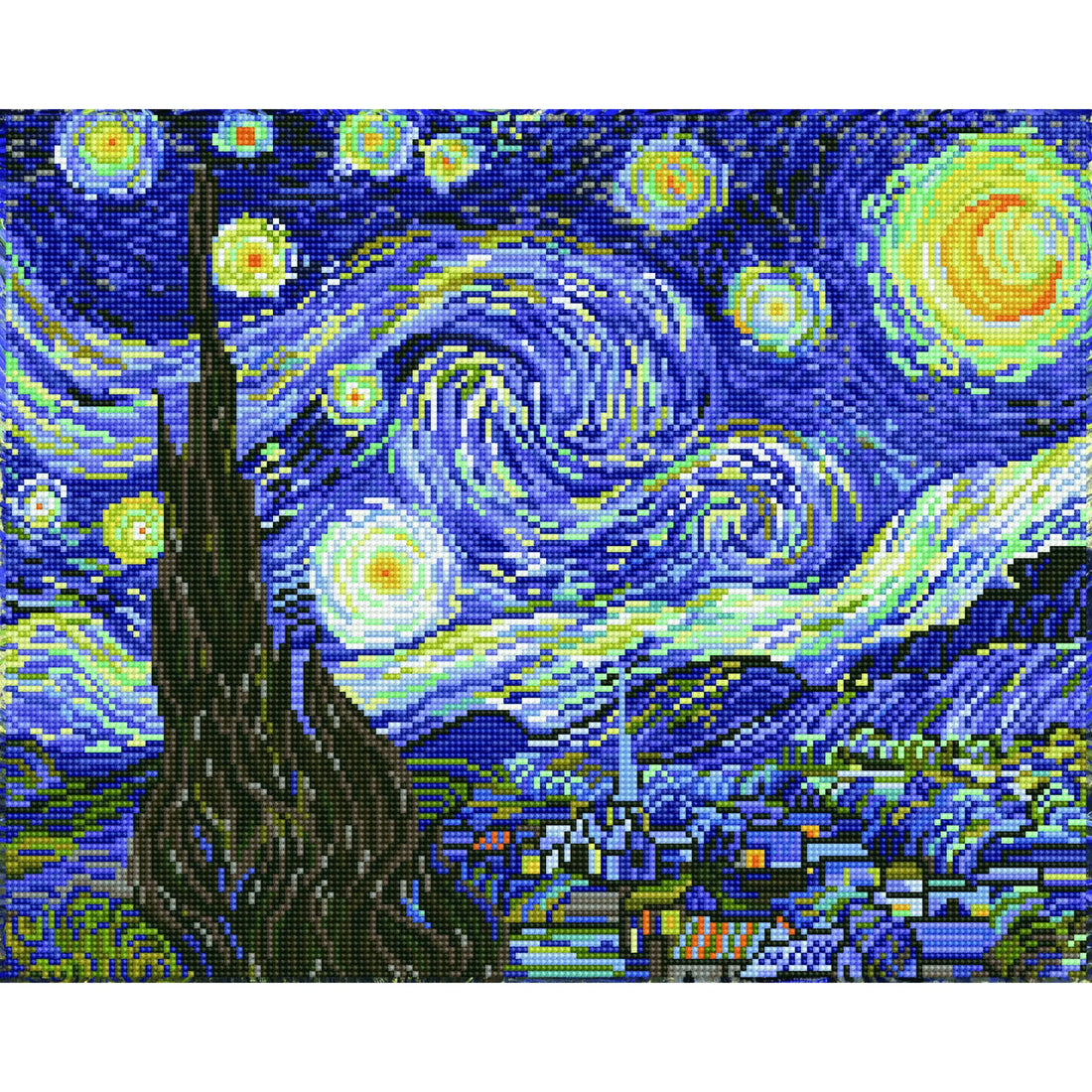 LA NUIT ÉTOILÉE - VAN GOGH (16" x 20" - 40,6cm x 50,8cm) DIAMOND DOTZ