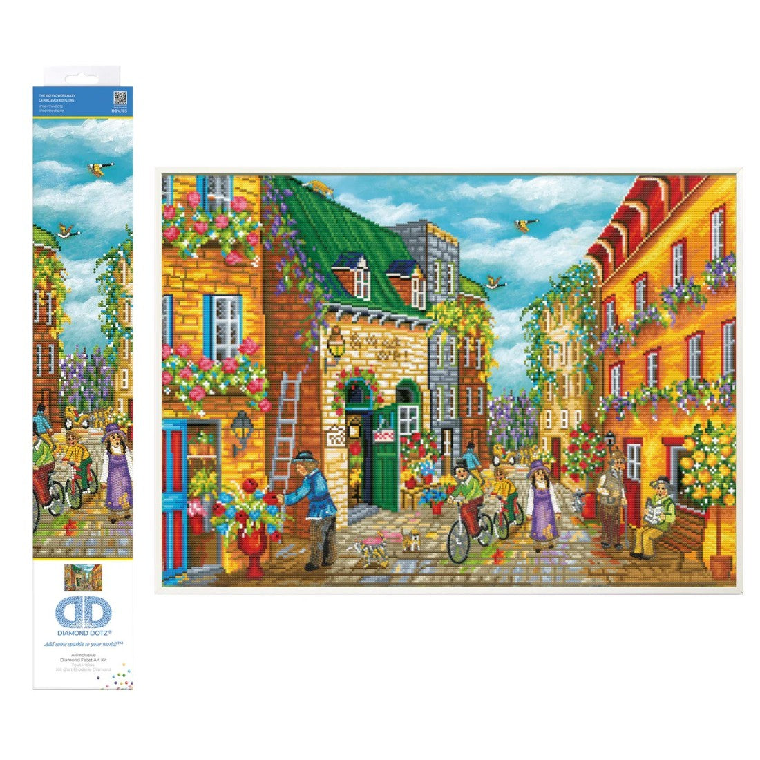 CHRISTINE GENEST - LA RUELLE AUX 1001 FLEURS (28" x 20" - 71cm x 51cm) DIAMOND DOTZ