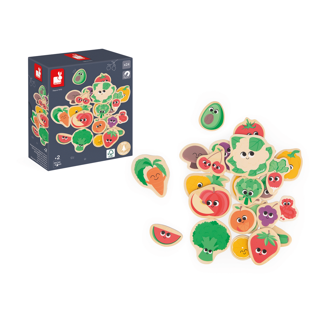 AIMANTS FRUITS & LÉGUMES - 24pcs JANOD