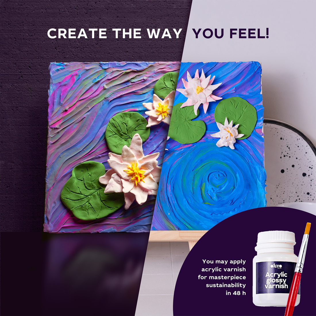 DIY 3D SET DE PEINTURE CRÉATIVE - NÉNUPHARS - Pierre Belvédère