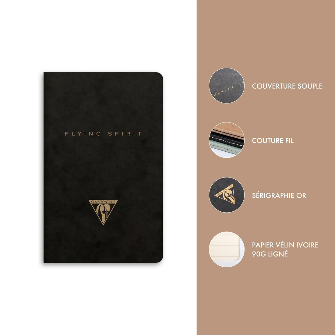 NOTEBOOKS FLYING SPIRIT SEWN SPINE 48p 3x4¾