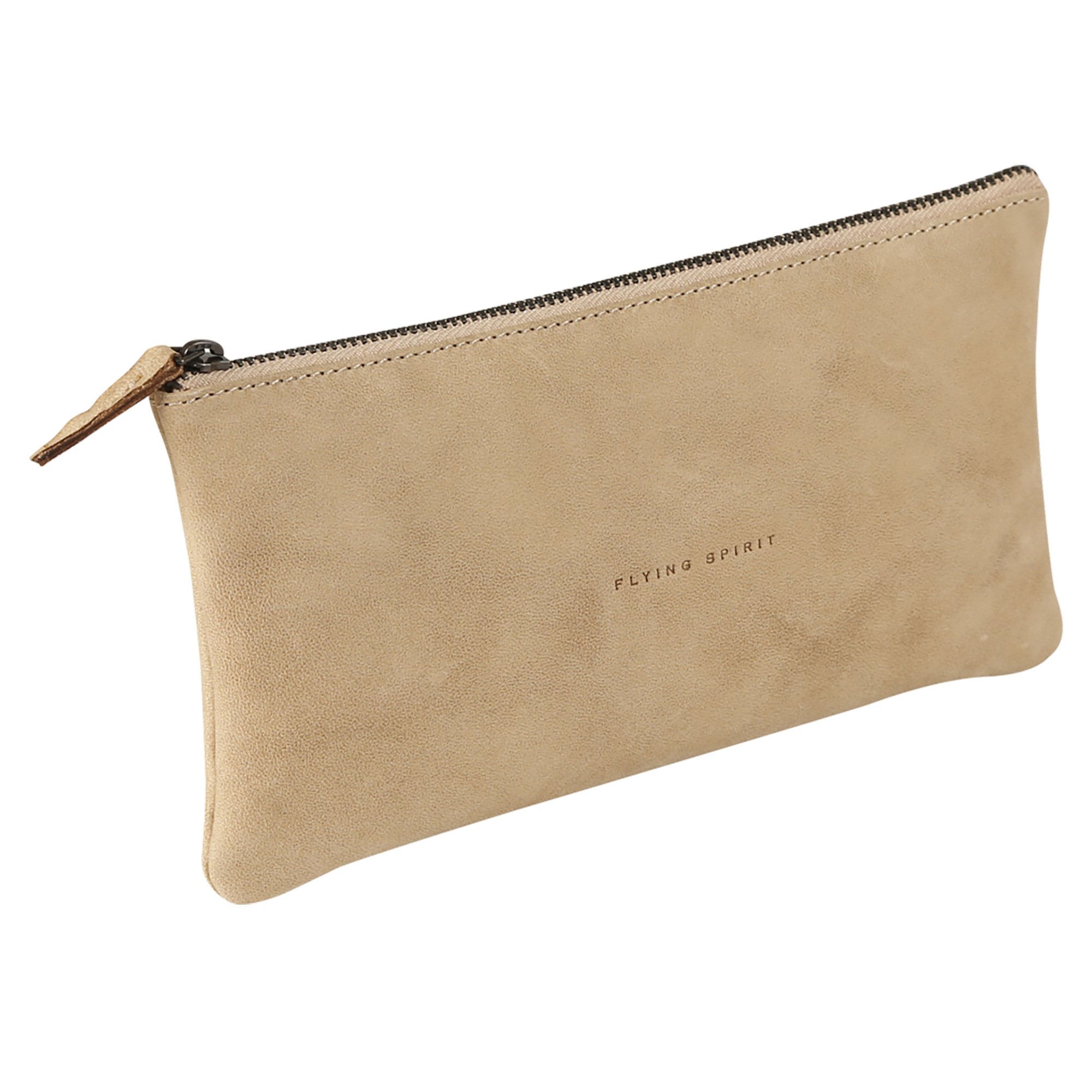 Flying spirit: trousse à crayons plate - cuir vieilli -beige  (22x11cm) CLAIREFONTAINE