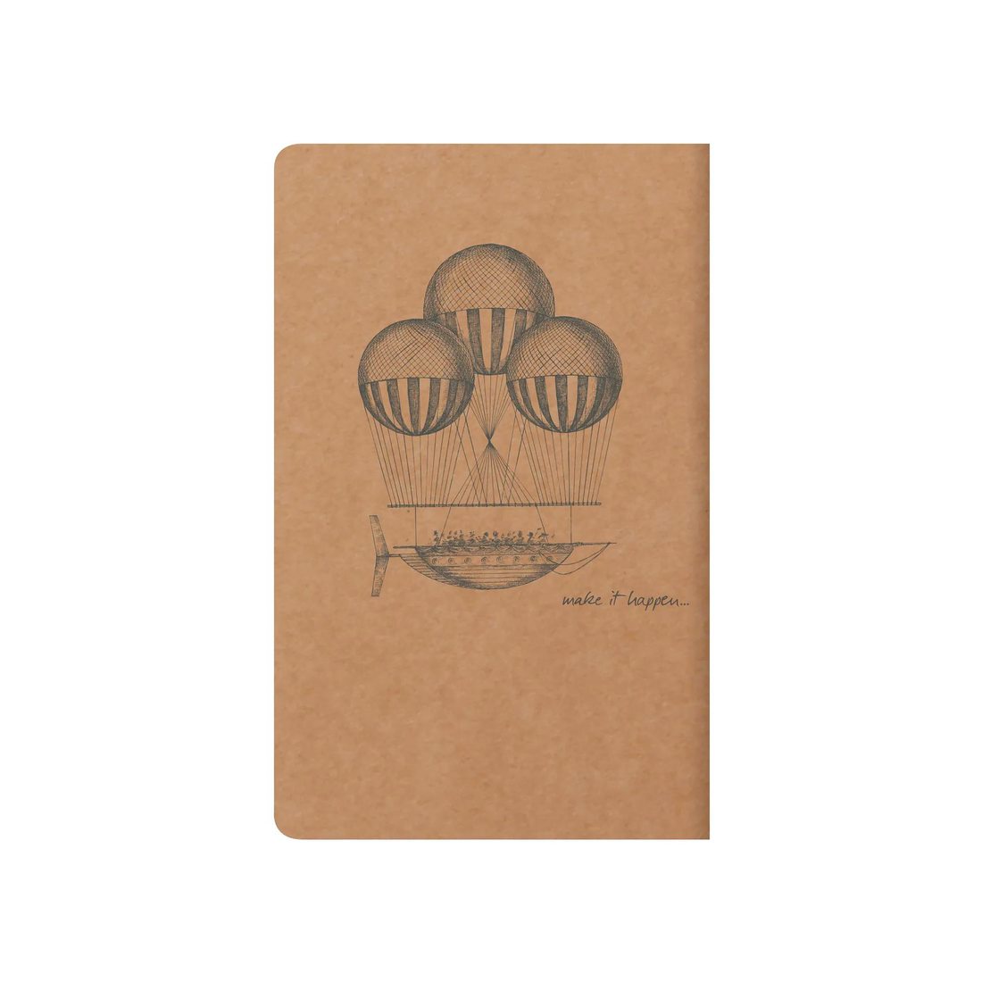 Carnet Flying Spirit: Kraft ligné piqûre textile 96 pages -motifs assortis- papier ivoire 90g (9x14c