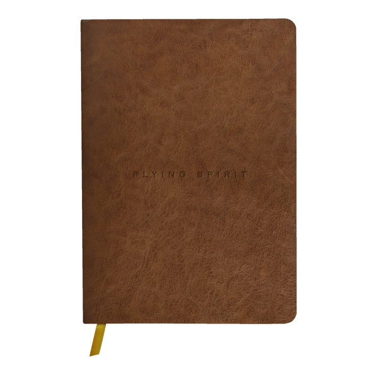 Flying Spirit:  Cahier En Cuir Brillant Cognac 90Sh ligné 6 CLAIREFONTAINE