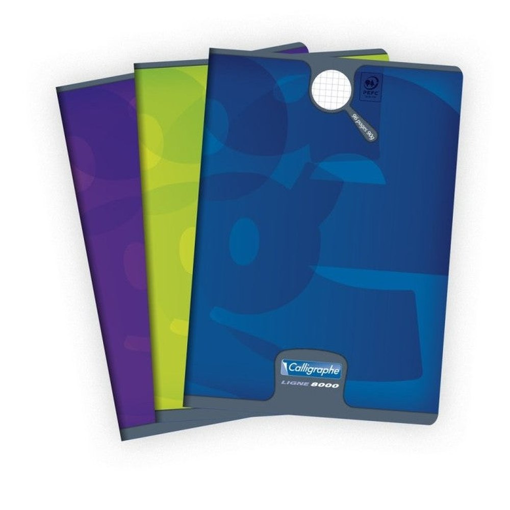 8000: cahier agrafé 5/5  -assortis- A4. 96 pages (21x29.7cm) CLAIREFONTAINE