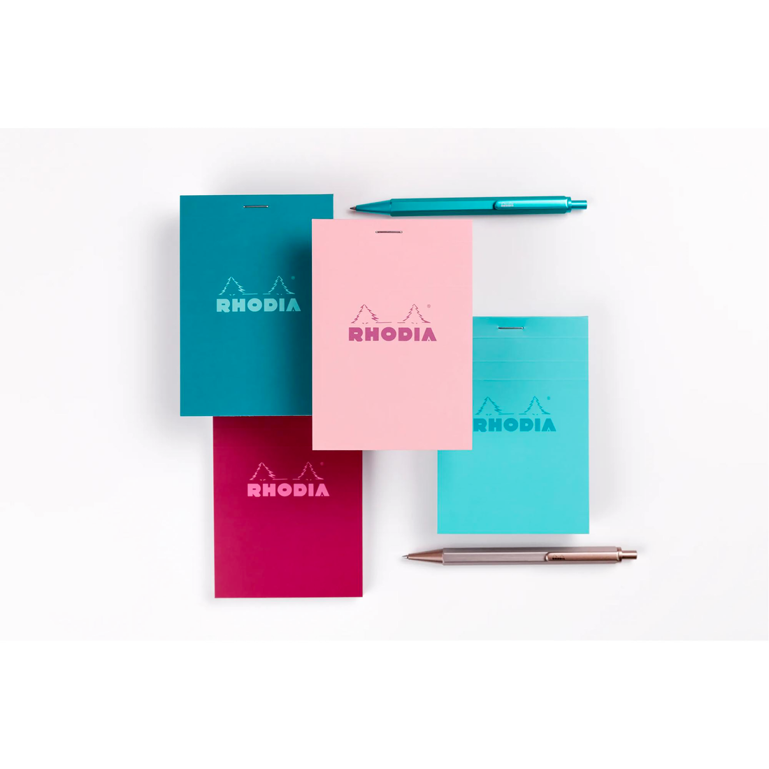 Bloc-notes Rhodia Couleurs quadrillé Azur agrafé 80 feuilles N°11