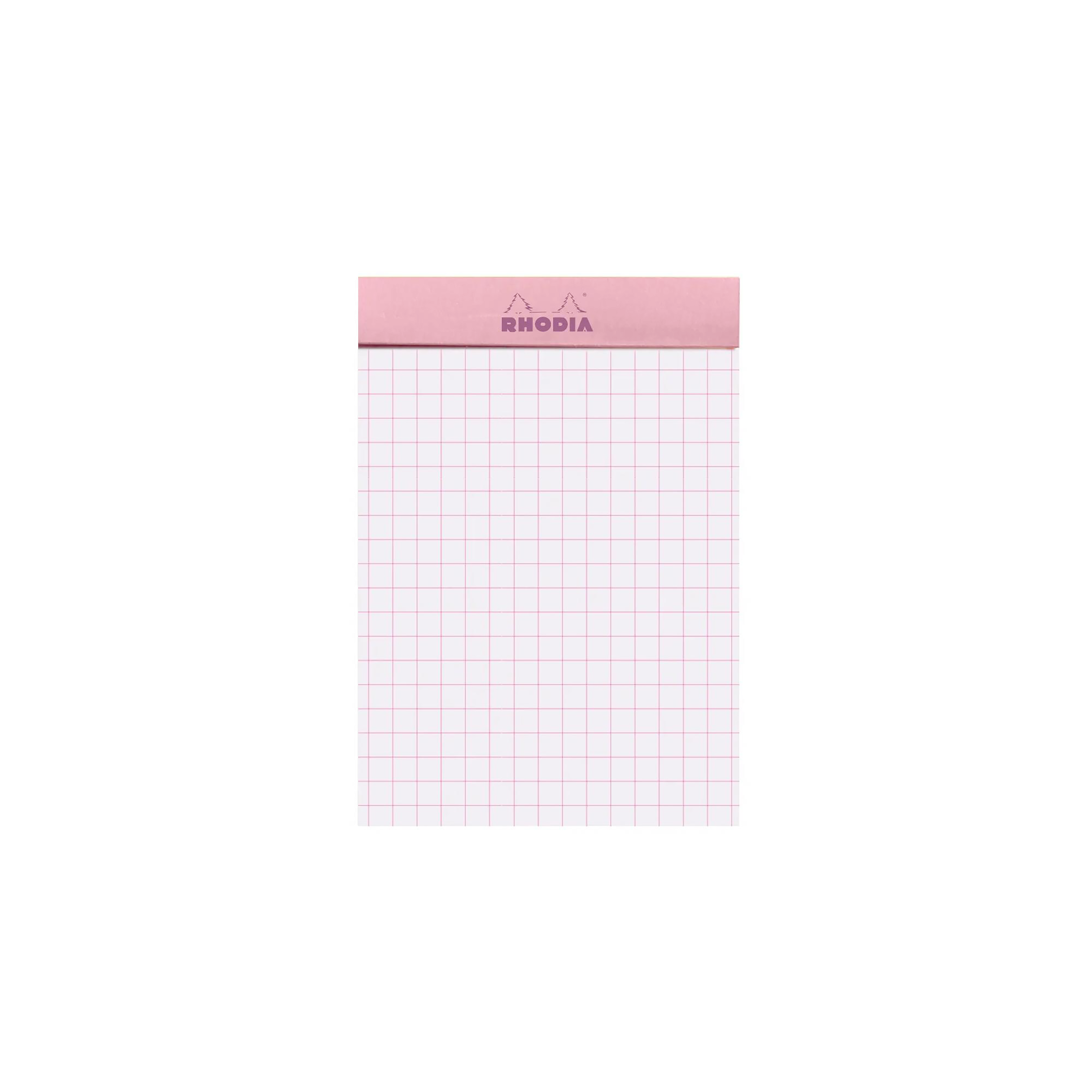 Note Pad Rhodia Couleurs grid pink stapled 80 sheets N°11