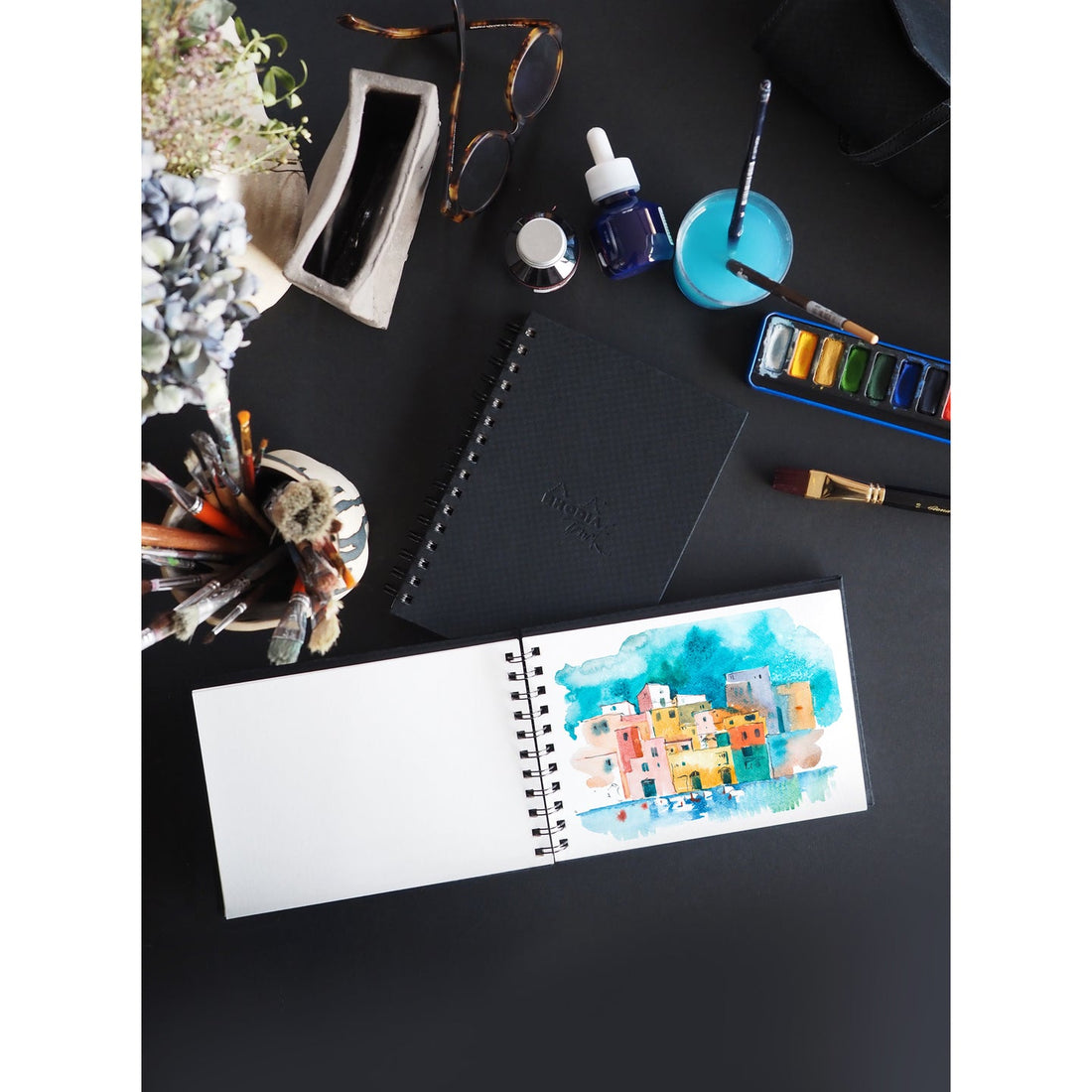 Livre d'aquarelle touch reliure intégrale - 20 feuilles (15x15cm) RHODIA