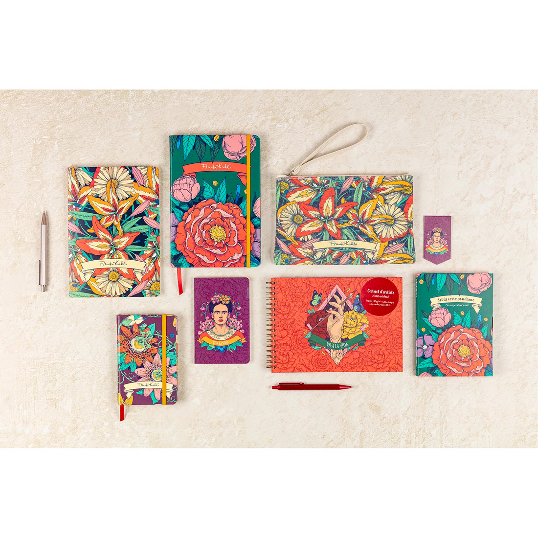 Carnet de notes Frida Kahlo ligné assortis cousu 64 pages A5 14,8 x 21 cm