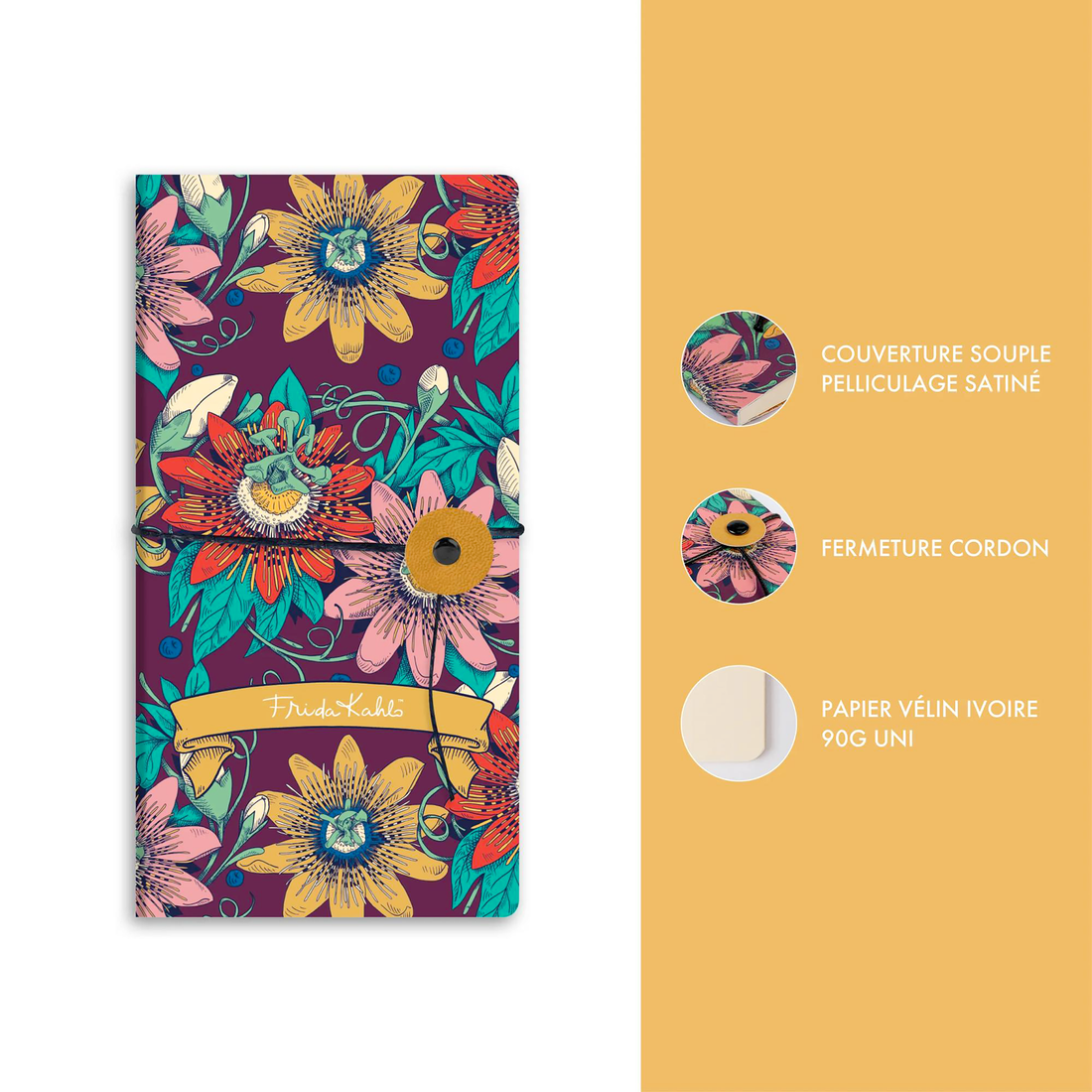 Carnet de notes Frida Kahlo vierge assortis slim 80 pages 9 x 18 cm