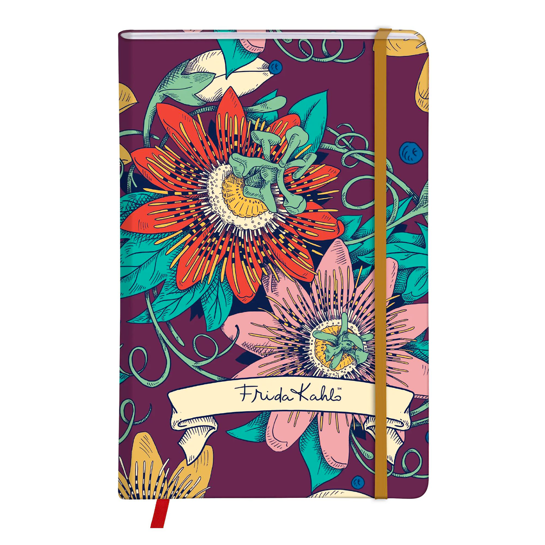 Carnet de notes Frida Kahlo vierge assortis rembordé rigide, marque page, fermeture élastique, 160 p
