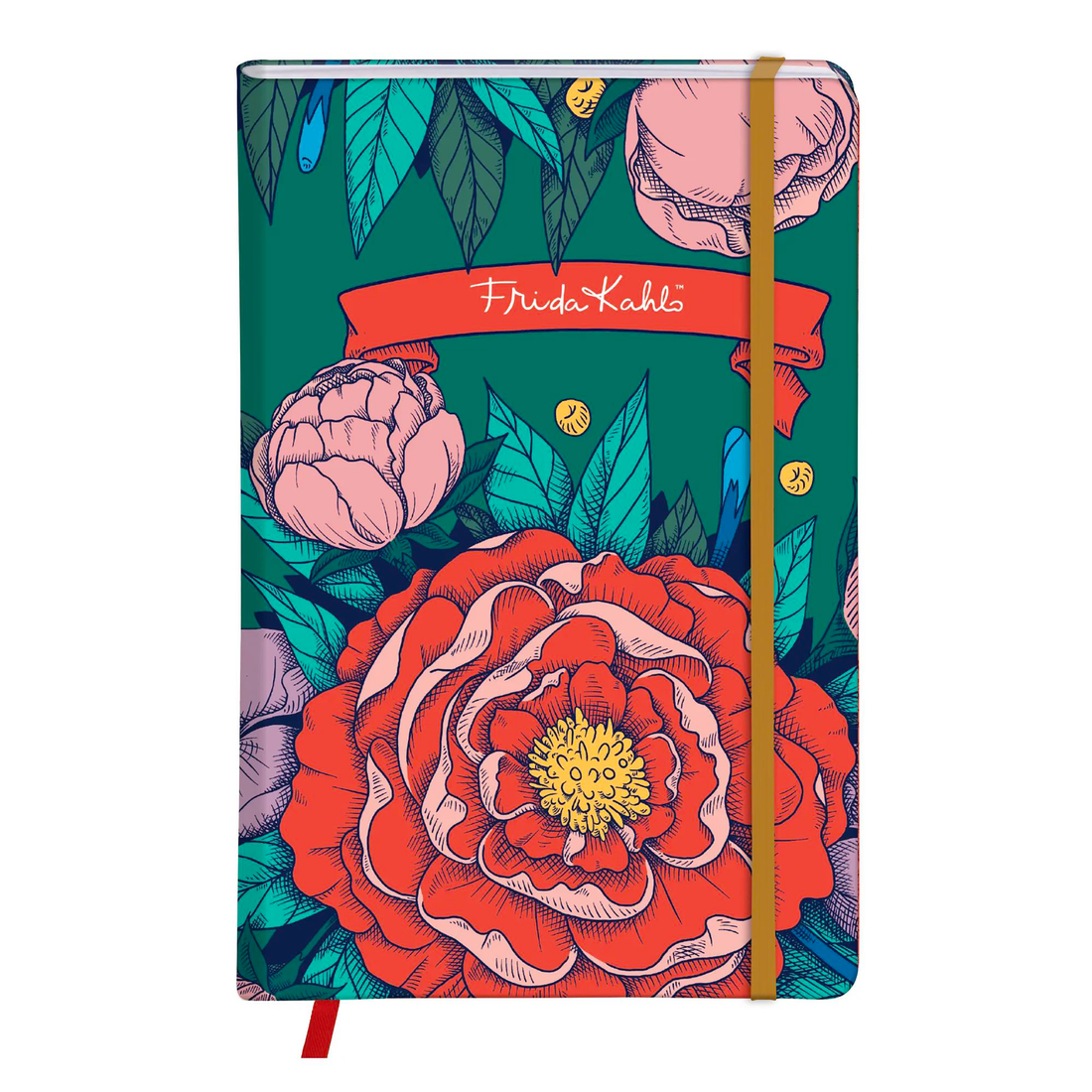 Carnet de notes Frida Kahlo vierge assortis rembordé rigide, marque page, fermeture élastique, 160 p