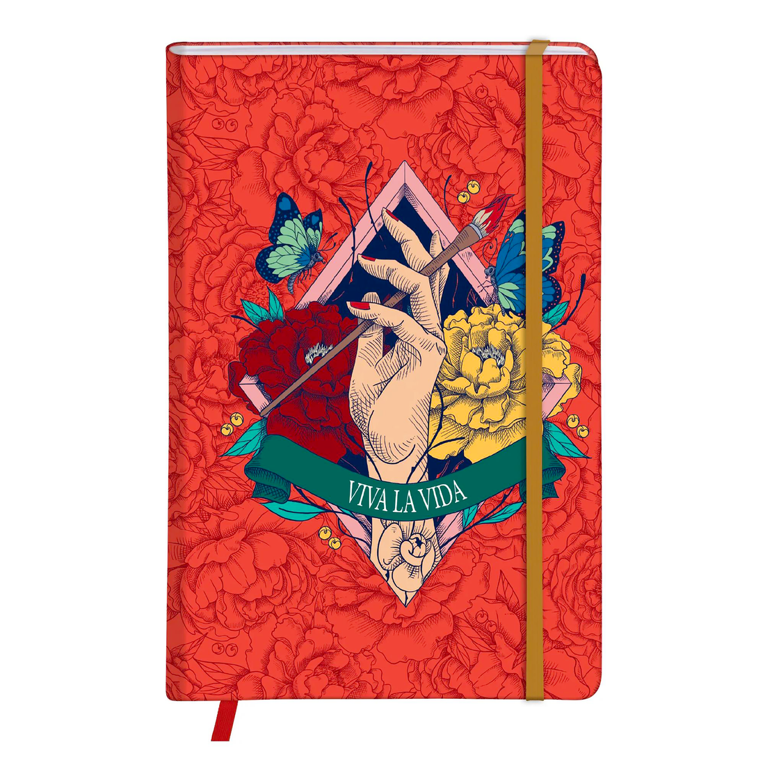 Carnet de notes Frida Kahlo vierge assortis rembordé rigide, marque page, fermeture élastique, 160 p
