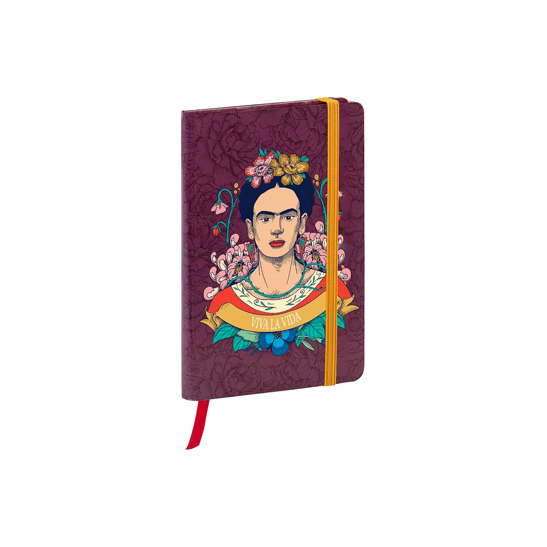Carnet de notes Frida Kahlo vierge assortis rembordé rigide, marque page, fermeture élastique, 160 p