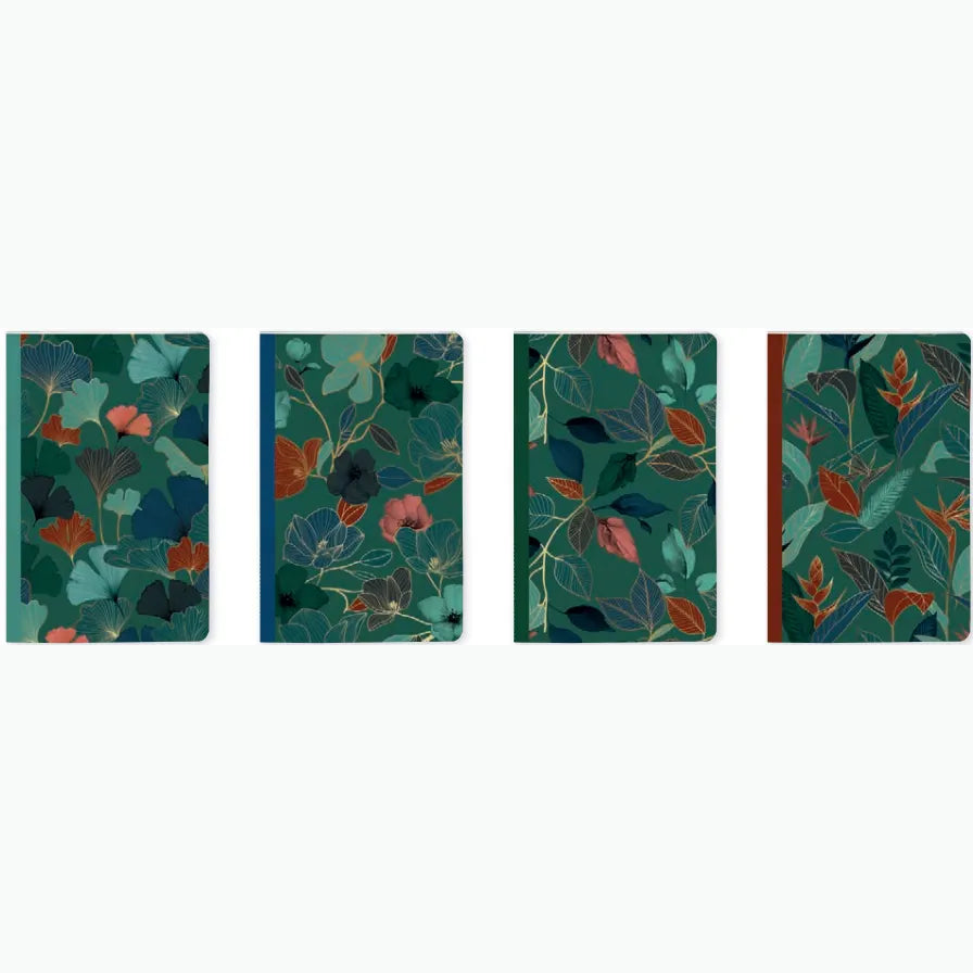 Gaïa bleu: cahier piqûre textile -assortis- 96 pages (11x17cm) CLAIREFONTAINE