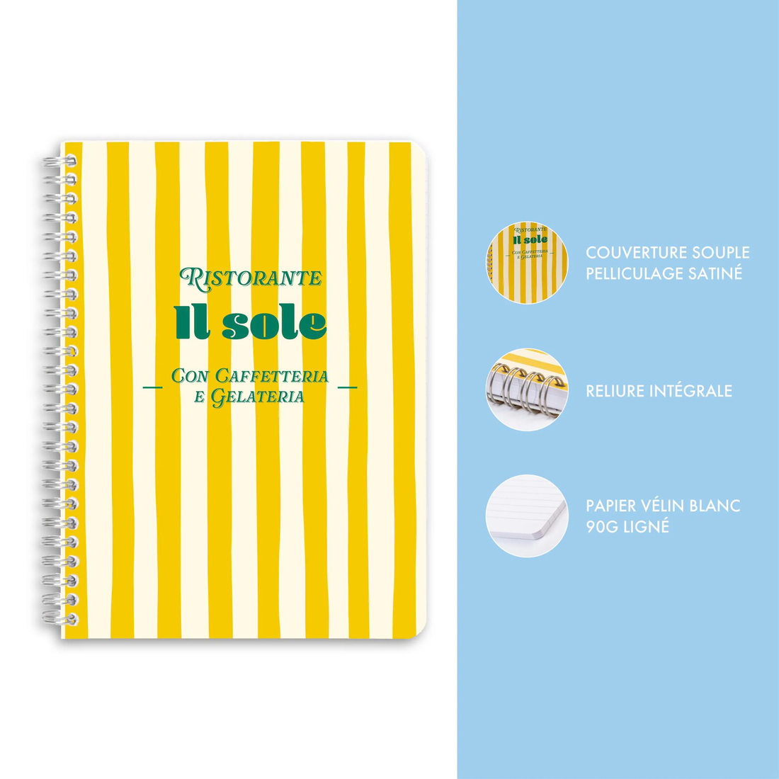 Carnet de notes Dolce Amore ligné assortis reliure intégrale 148 pages A5 14,8 x 21 cm
