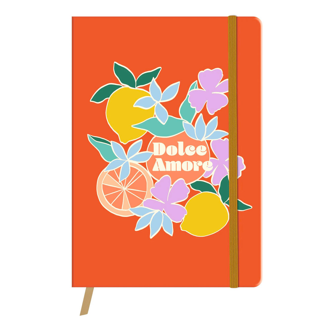 Carnet de notes Dolce Amore ligné assortis brochure souple, marque page, fermeture élastique,  128 p
