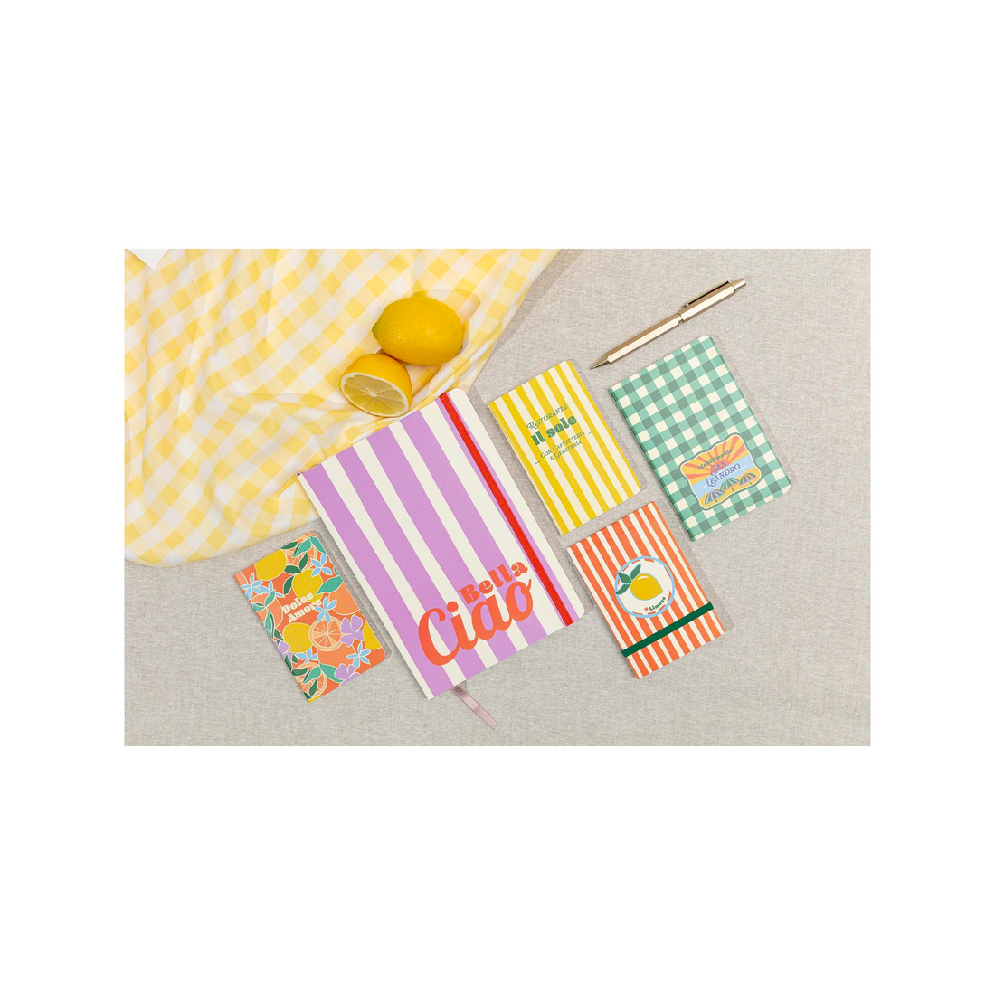 Carnet de notes Dolce Amore ligné assortis brochure souple, marque page, fermeture élastique,  128 p