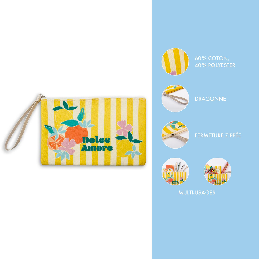 Trousse Dolce Amore coton 22 x 16 cm