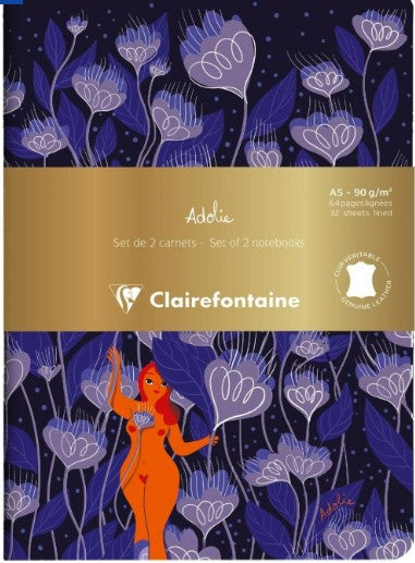 Adolie, Set of 2 notebooks sewn on spine A5 14,8x21 cm