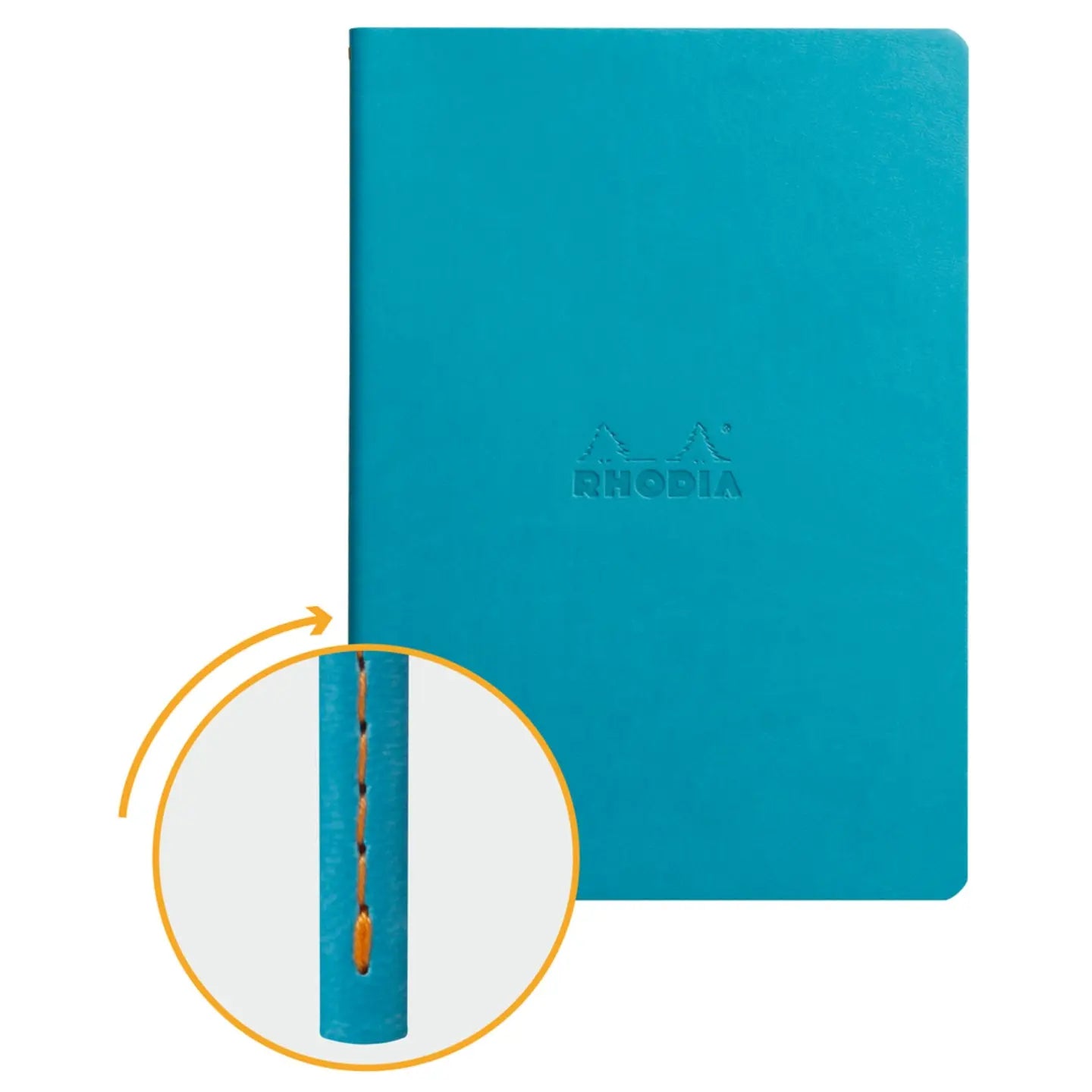 Cahier dos cousu ligné -turquoise-  A5. 64 pages (14.8x21cm) RHODIA