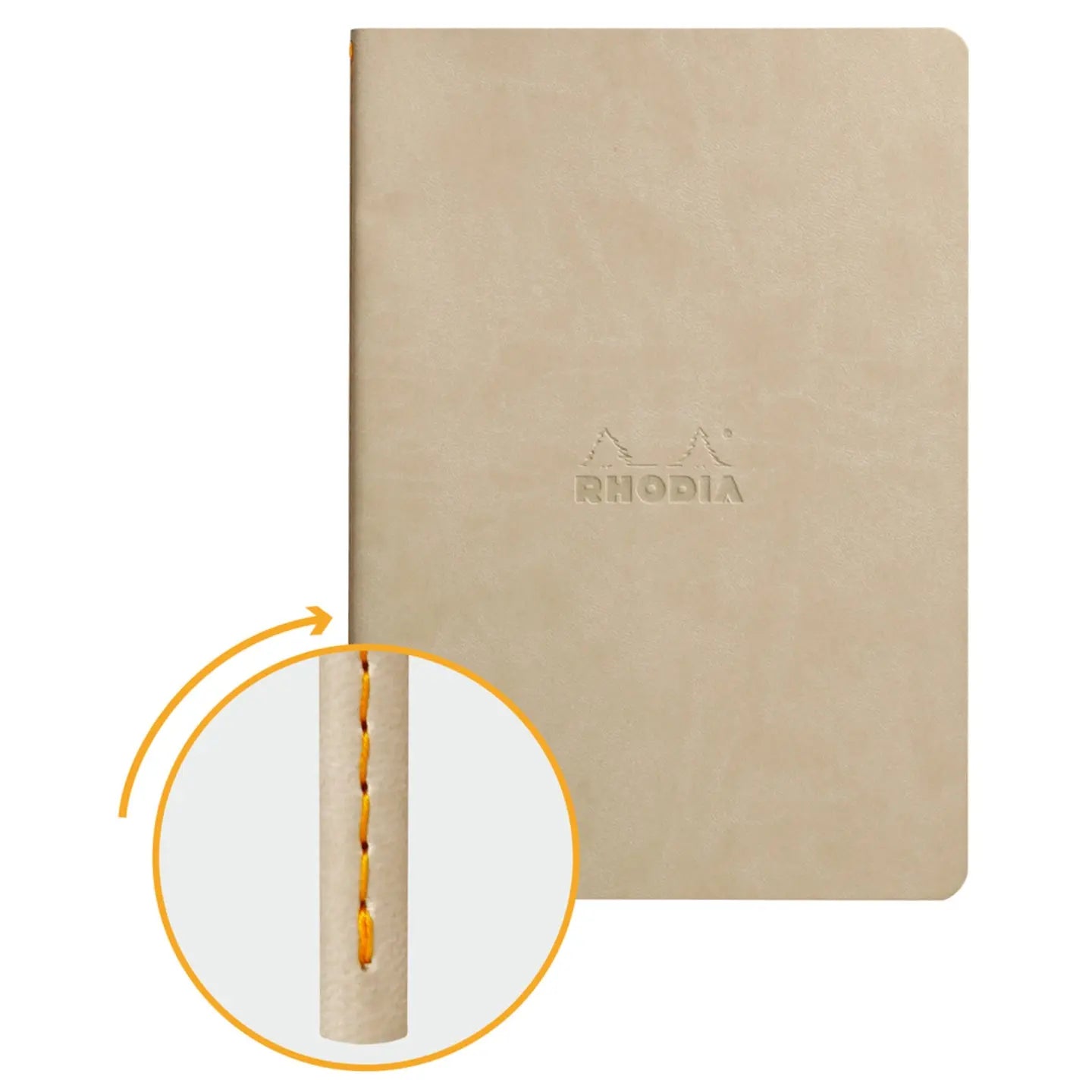 Cahier dos cousu dot -beige-  A5. 64 pages (14.8x21cm) RHODIA