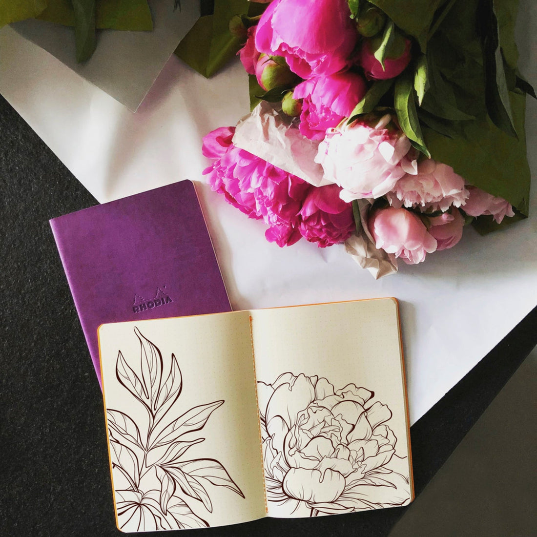 Rhodiarama Cahier  Dos Cousu Dot 5.5X8.5 Violet RHODIA