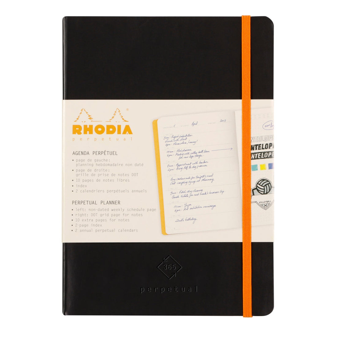 Rhodiarama Agenda Perpétuel 90G. 64S. 5.75X8.25 Noir RHODIA