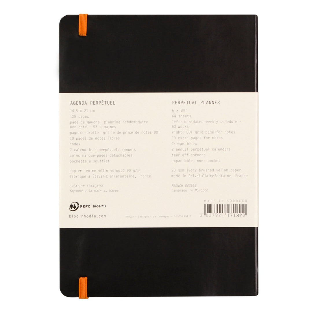 Rhodiarama Agenda Perpétuel 90G. 64S. 5.75X8.25 Noir RHODIA
