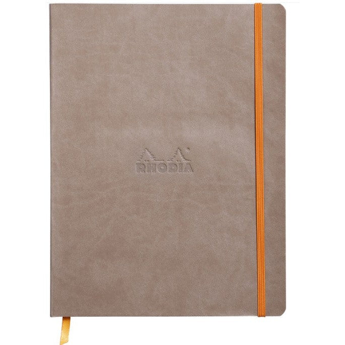 Cahier couverture souple ligné -taupe- B5. 160 pages (19x25cm) RHODIA