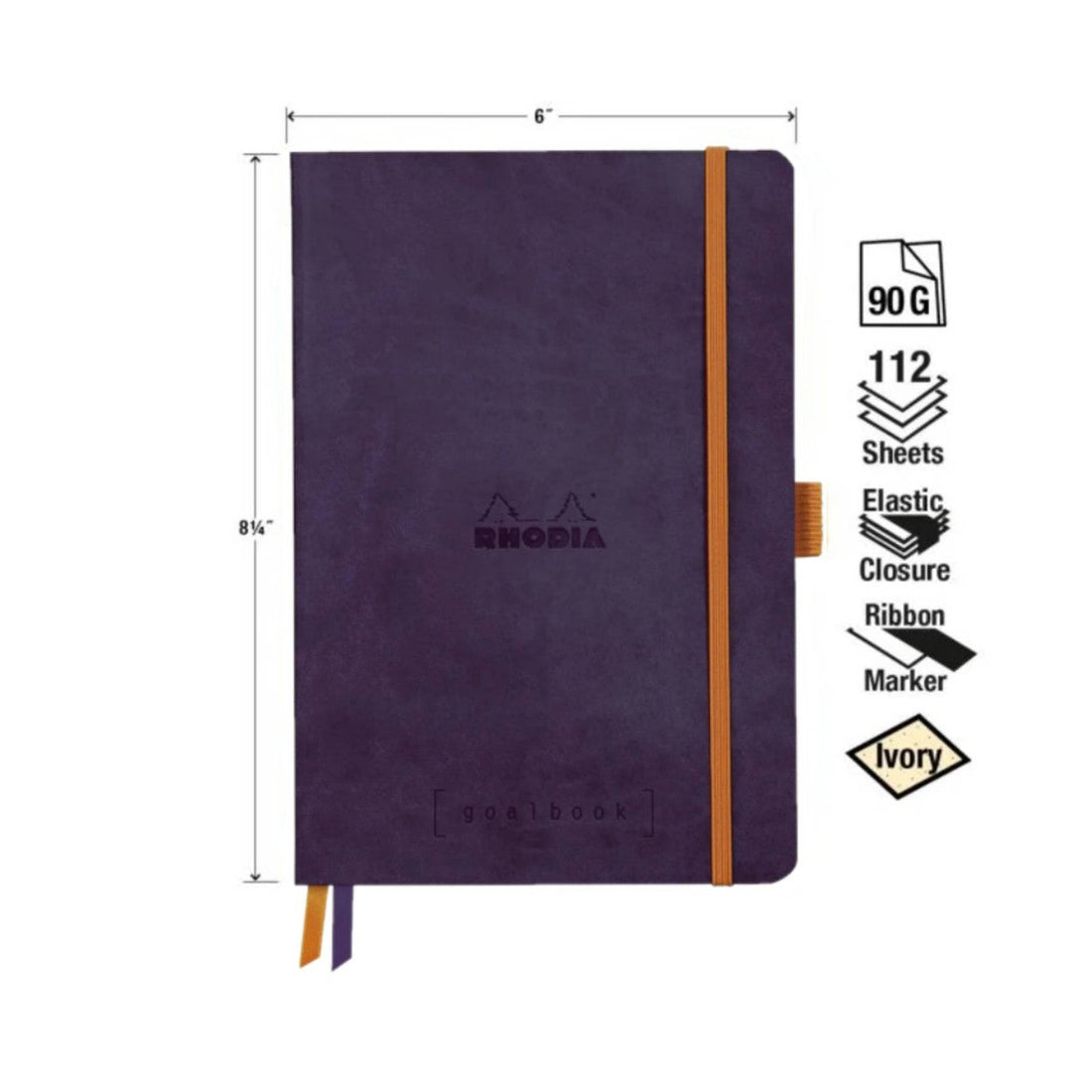 Rhodiarama Cahier de But Dot  A5 120F Aubergine RHODIA