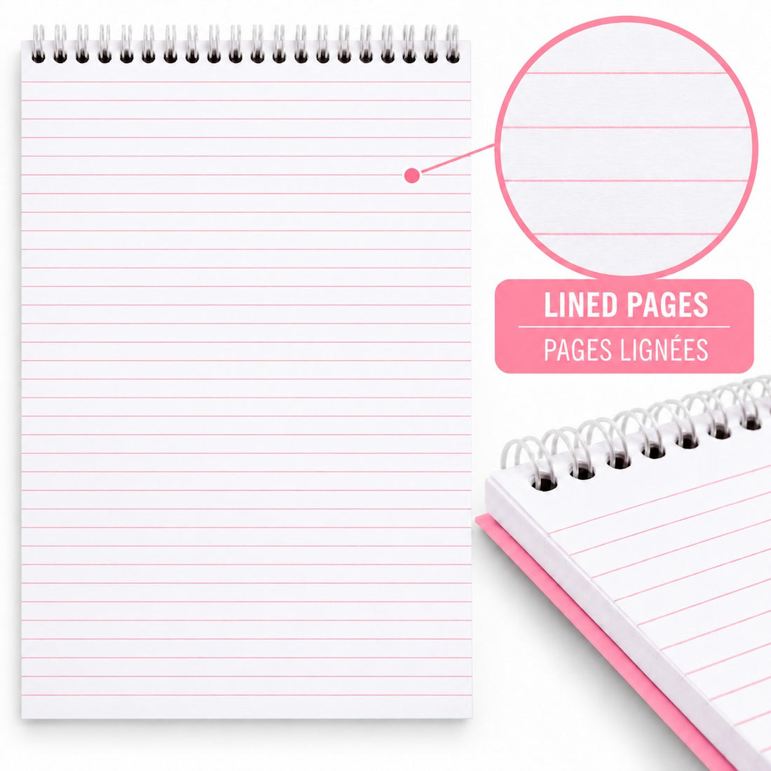 Bloc-notes Rhodia Couleurs ligné spirale rose spirale 80 feuilles A5 (14,8 x 21 cm) - RHODIA