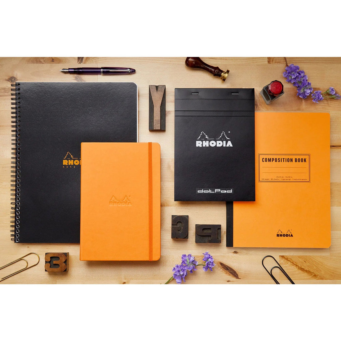 Carnet rembordé rigide ligné -orange- A5. 192 pages (14.8x21cm) RHODIA