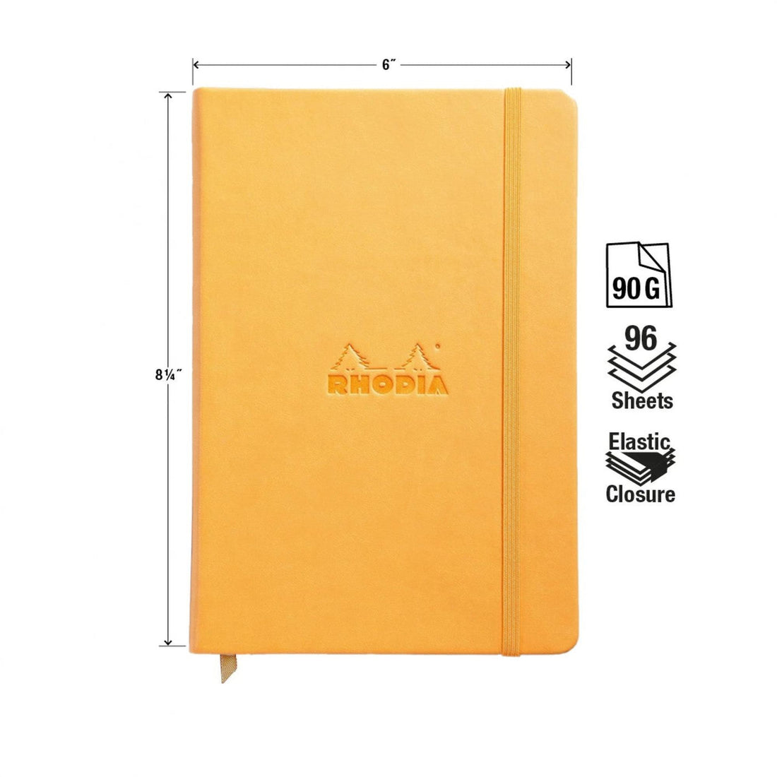 Carnet rembordé rigide ligné -orange- A5. 192 pages (14.8x21cm) RHODIA