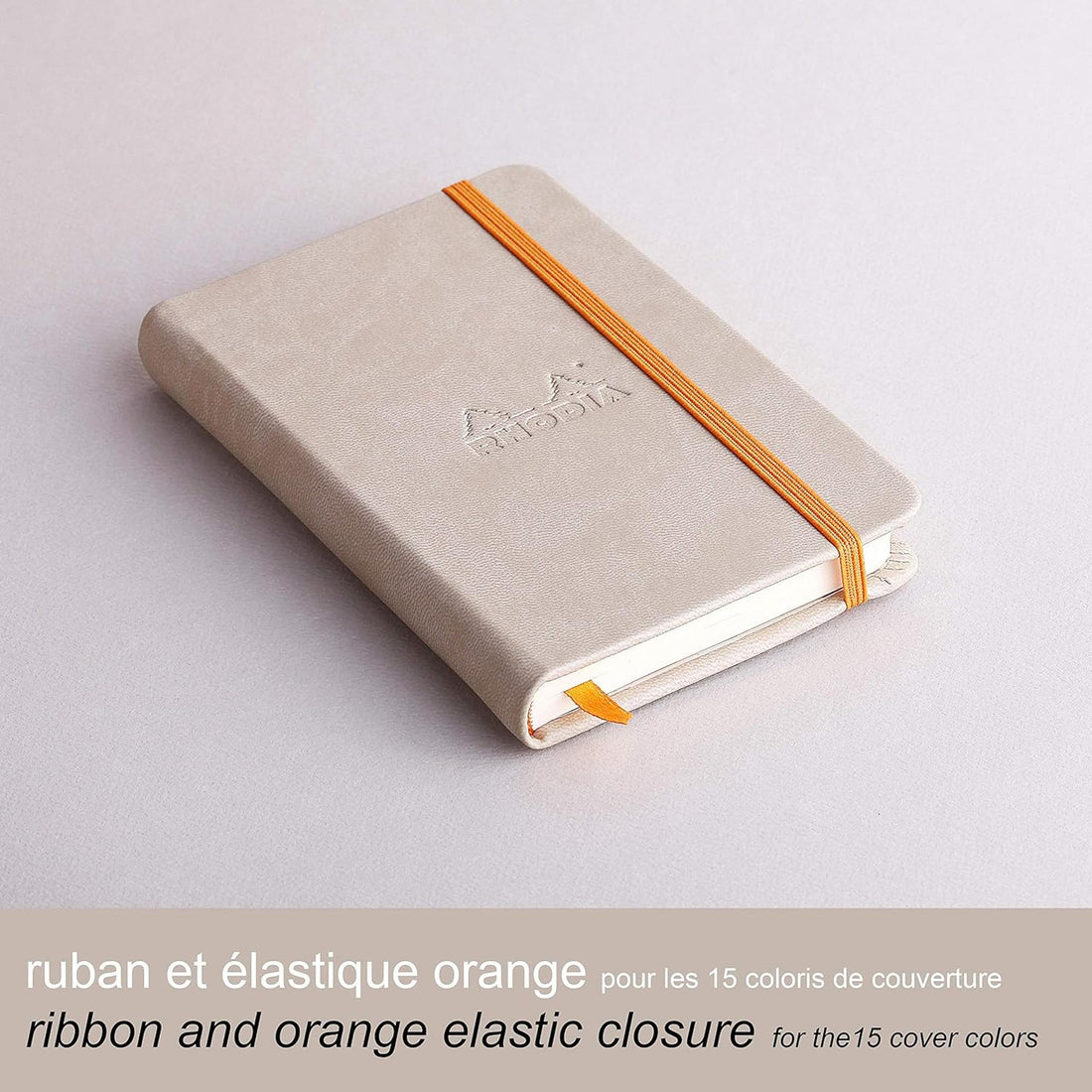 Carnet rembordé rigide ligné -beige- A5. 192 pages (14.8x21cm) RHODIA