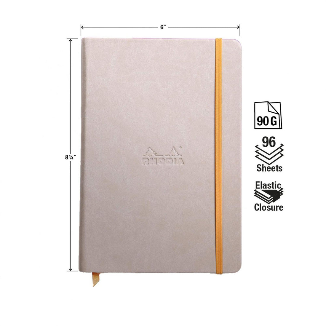 Carnet rembordé rigide ligné -beige- A5. 192 pages (14.8x21cm) RHODIA
