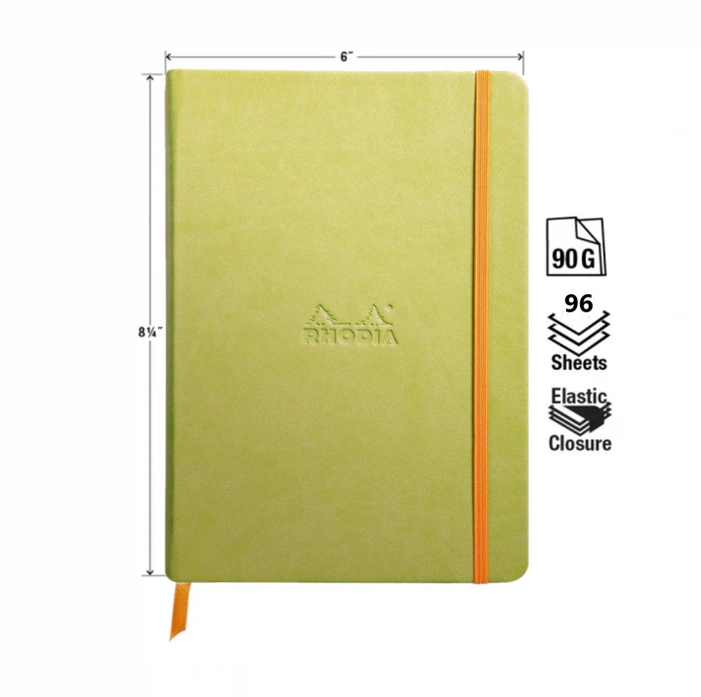 Carnet rembordé rigide ligné -vert anis- A5. 192 pages (14.8x21cm) RHODIA