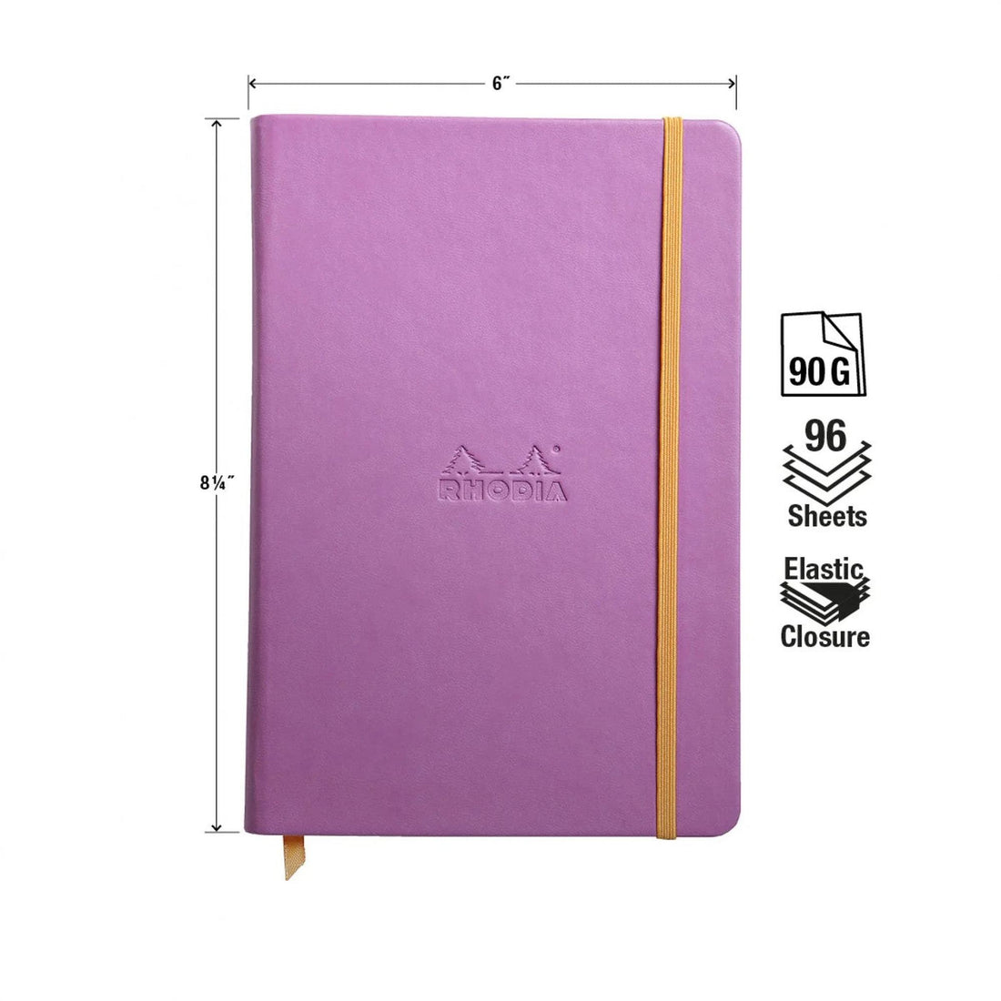 Carnet rembordé rigide ligné -violet- A5. 192 pages (14.8x21cm) RHODIA