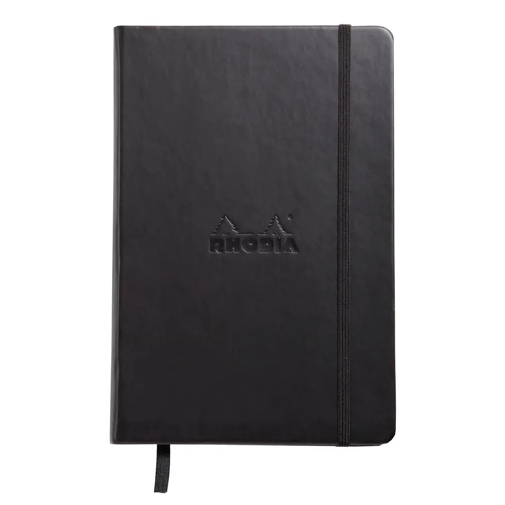 Carnet rembordé rigide dot -noir- A5. 192 pages (14.8x21cm) RHODIA