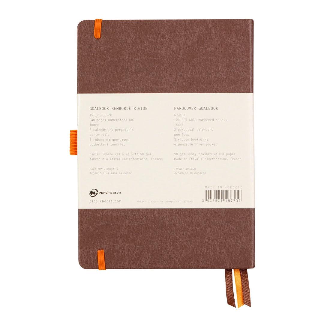 Rhodiarama Cahier de But Couverture Rigide Dot 5.5X8.5 240P. Chocolat RHODIA