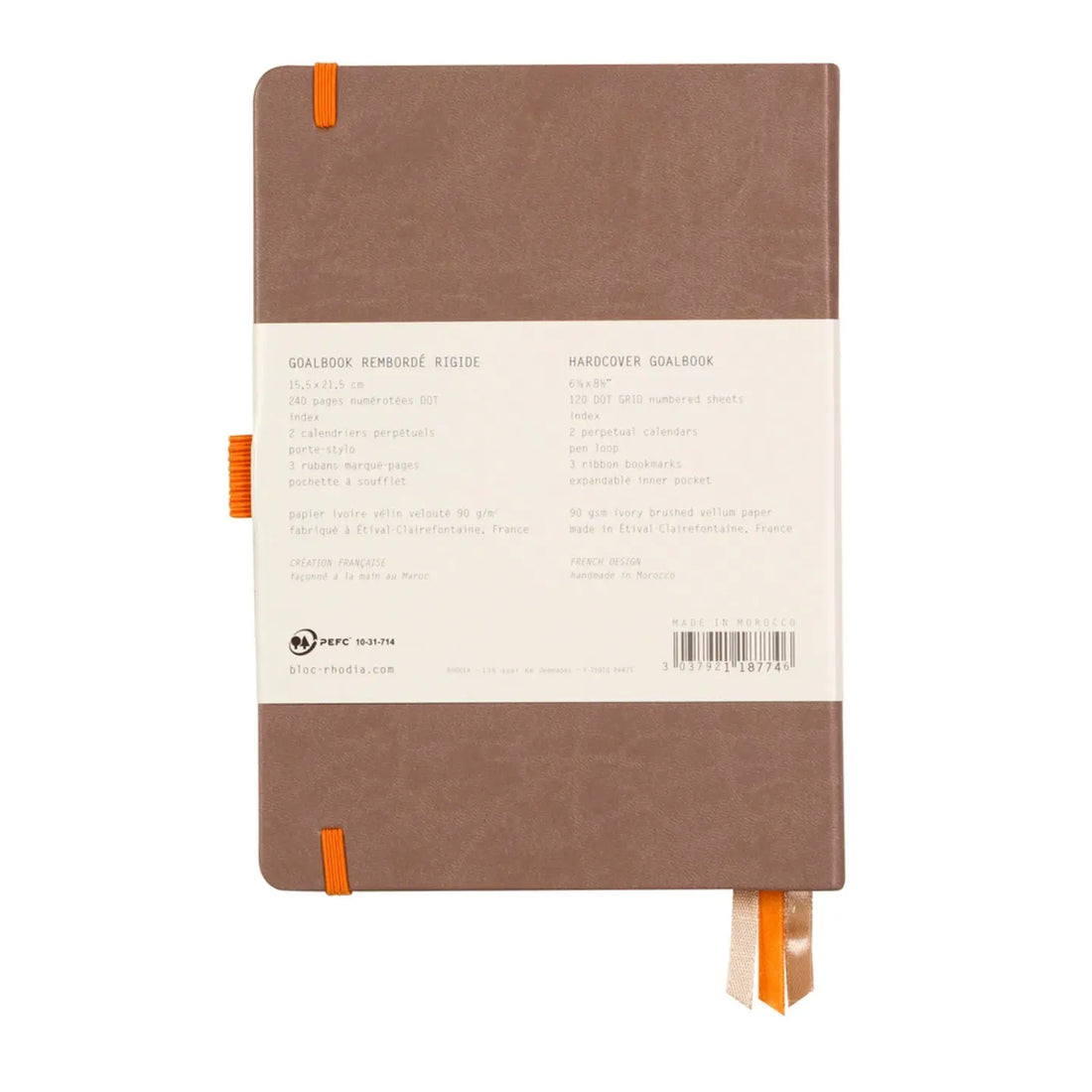 Rhodiarama Cahier de But Couverture Rigide Dot 5.5X8.5 240P. Taupeck RHODIA