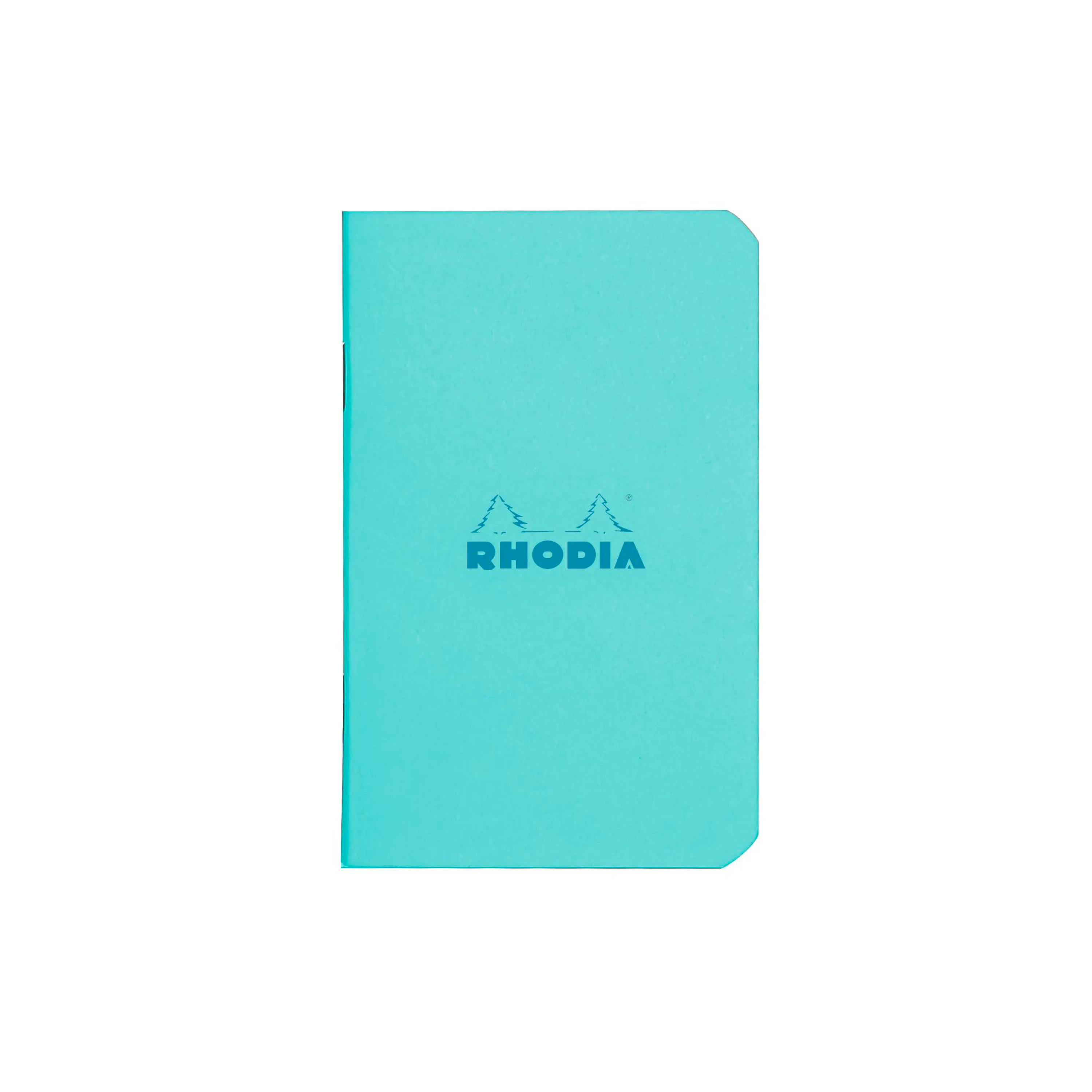 Carnet de notes Rhodia Couleurs ligné Azur piqûre 160 pages 7,5 x 12cm