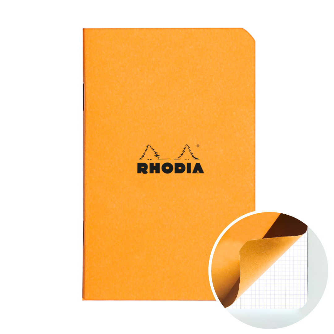 Carnet agrafé 5/5 -orange- A7. 48 pages (7.5x12cm) RHODIA
