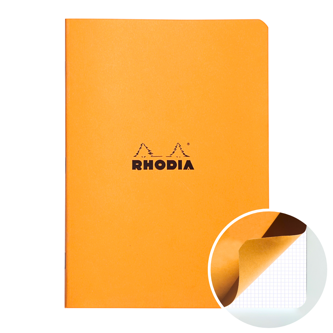 Cahier agrafé 5/5 -orange- A5. 48 pages (14.8x21cm) RHODIA