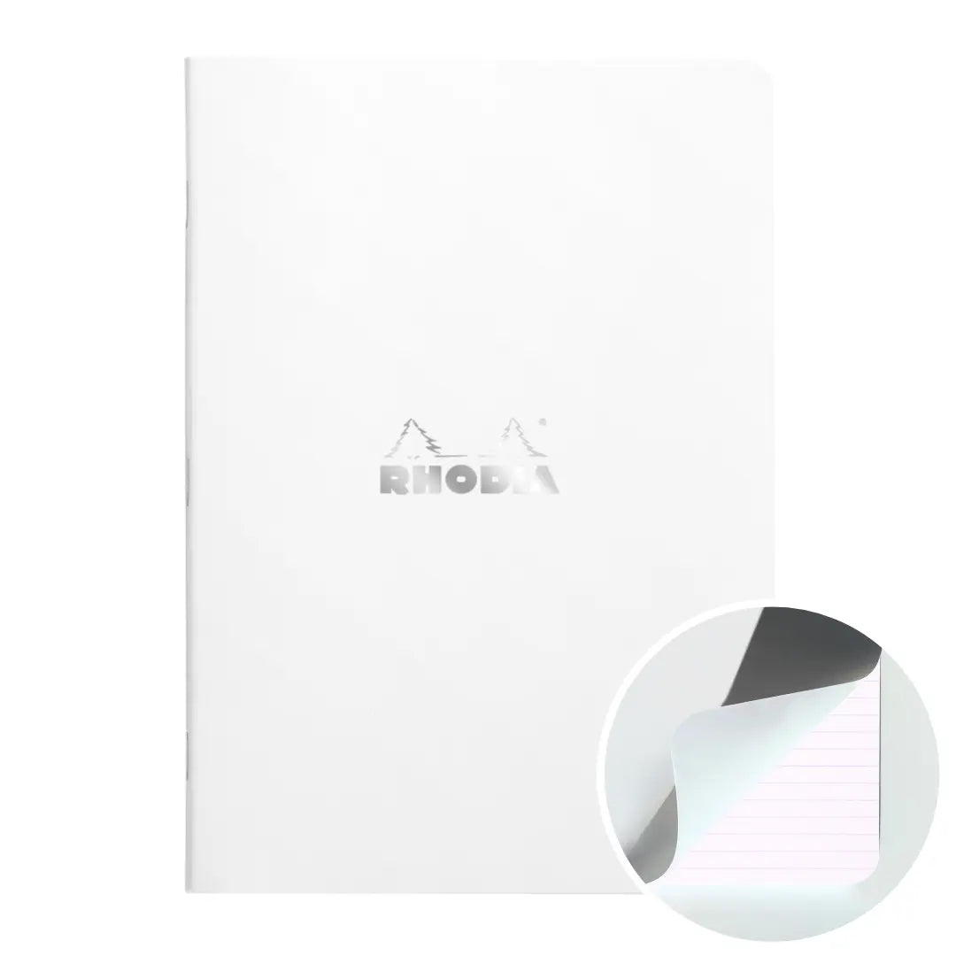 Cahier agrafé ligné -blanc- A5. 48 pages (14.8x21cm) RHODIA