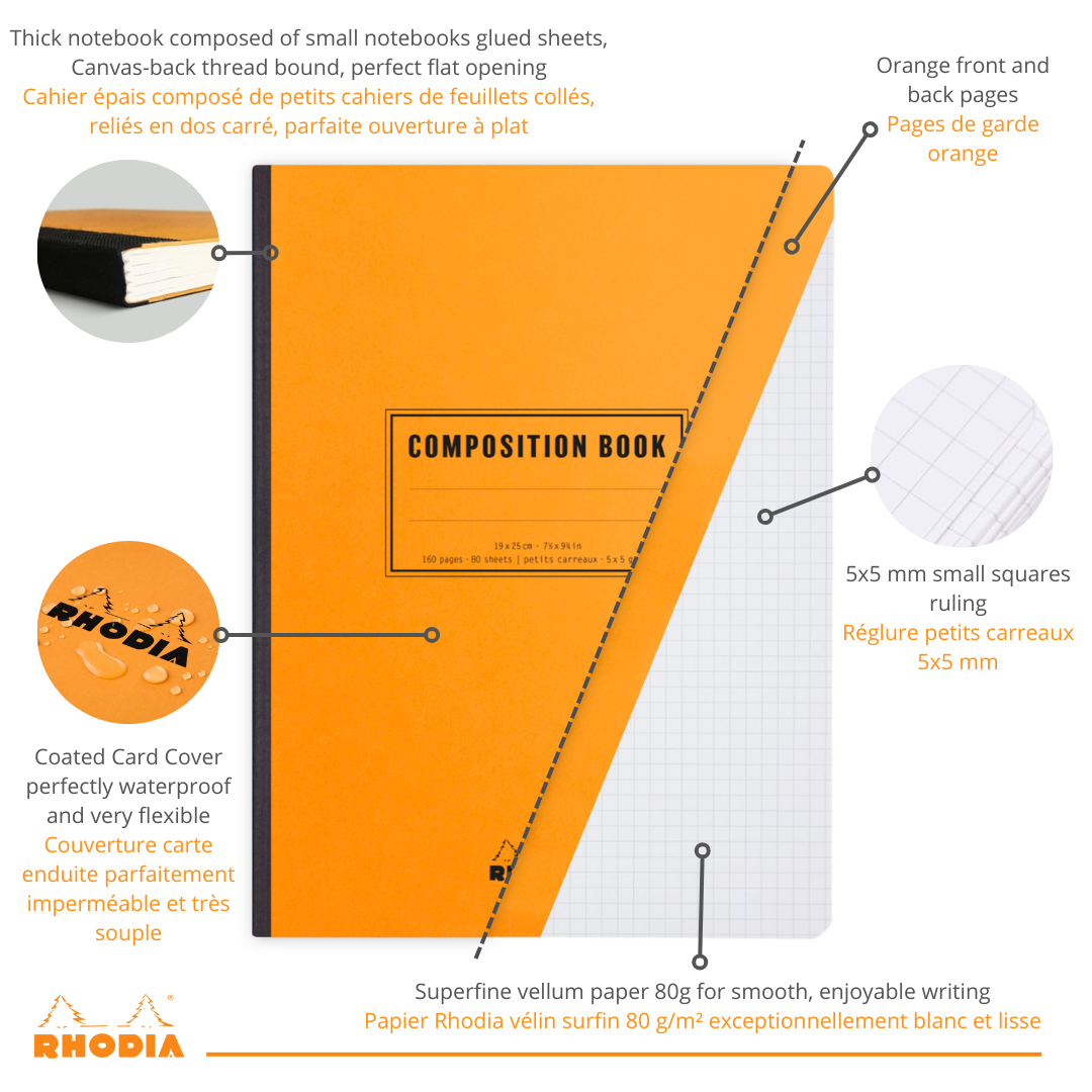 Livre de composition Classique Orange 5/5 7,5X10 RHODIA