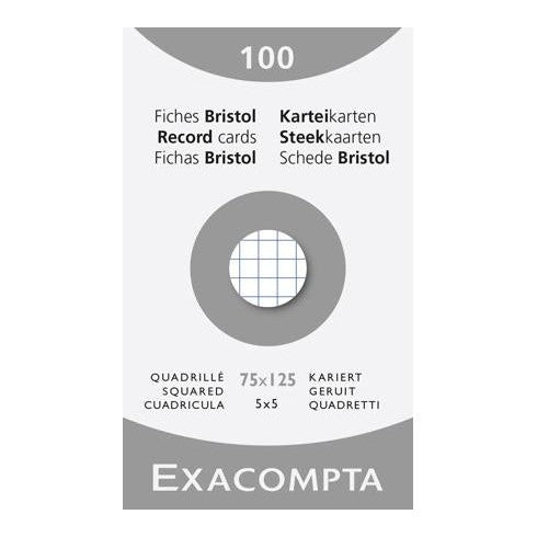 100 Cartes Bristol Blanches 5/5 3X5 EXACOMPTA