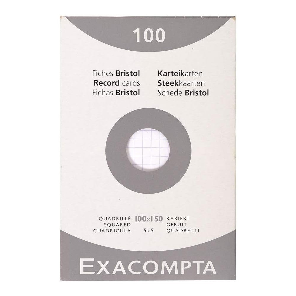 100 cartes bristol quadrillé 5/5 blanches (10x15.25cm)